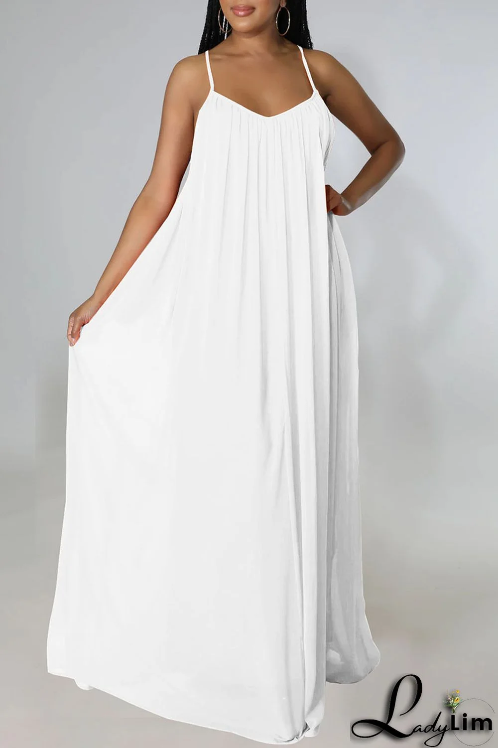 Orange Red Casual Solid Split Joint Backless Spaghetti Strap Sling Dress Dresses