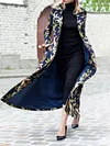 Vintage Leaf Printed Round-Neck Long Sleeves Coat