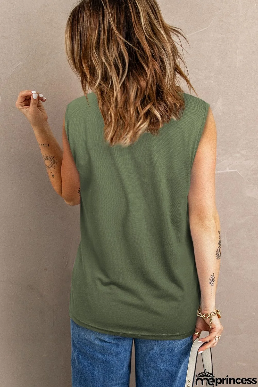 Distressed Round Neck Tank