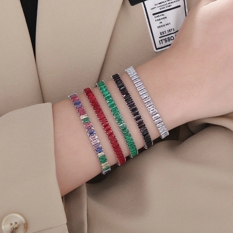 Elegant Solid Color Titanium Steel 18K Gold Plated Artificial Gemstones Bracelets In Bulk