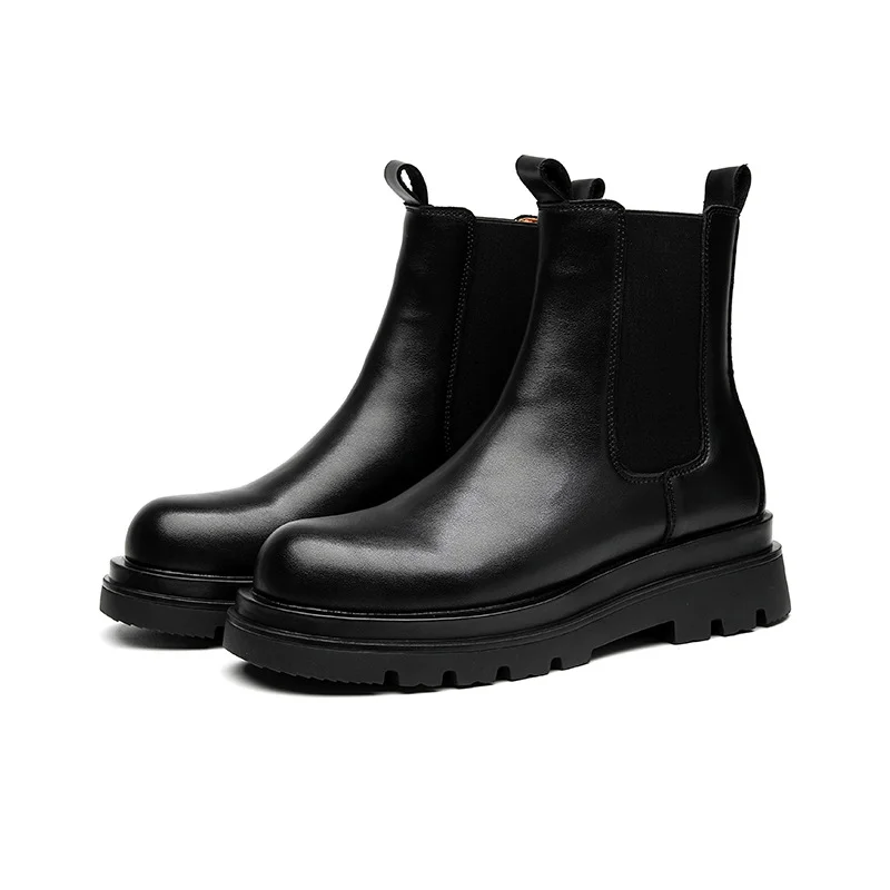 Zingj Zingj Celebrity Martin Boots Male British Wind Help 2023 Round Head Thick Bottom Chelsea Pipe Ankle Boots 7374-R