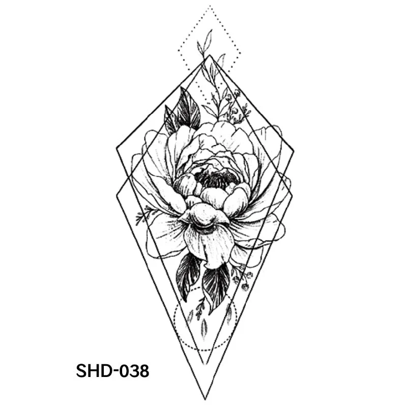 Waterproof Temporary Tattoo Black Sketchs Flowers Animal Tattoo Stickers Flash Fake Body Tattoos for Women tatuajes temporales