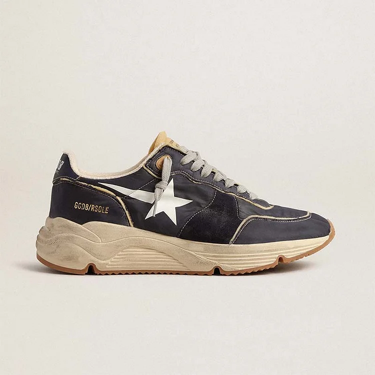 Golden Goose Running Sole de nailon azul con estrella estampada blanca