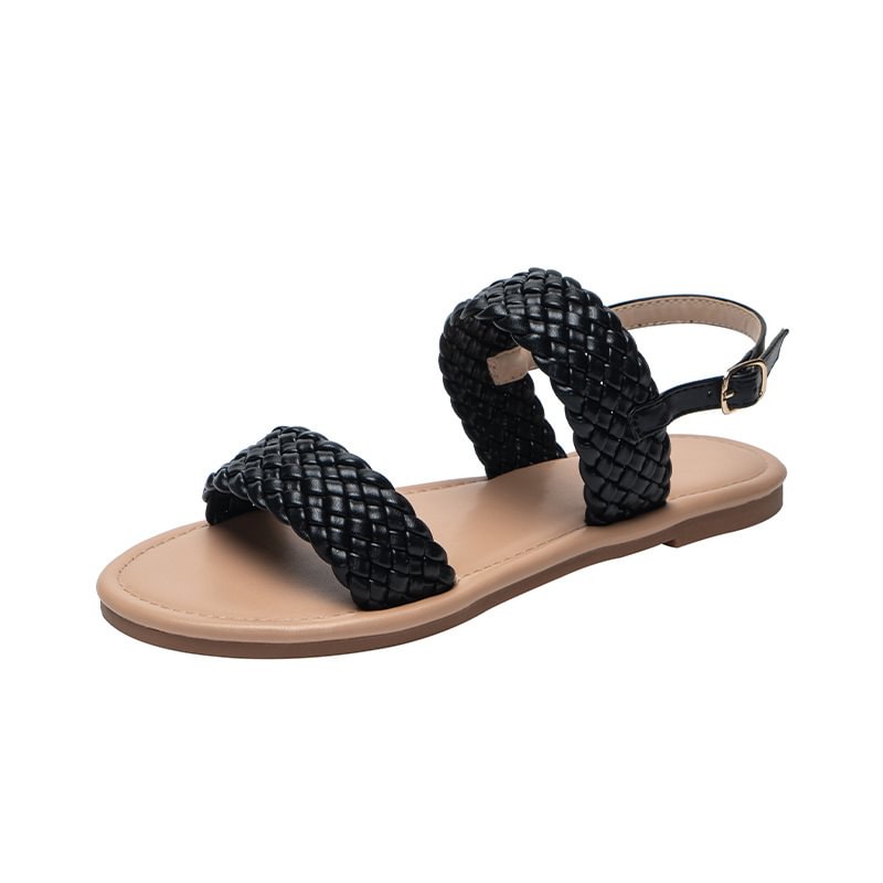 Women Shoes Summer Weave Sandals Flat Beach Shoes-PABIUYOU- Women's Fashion Leader