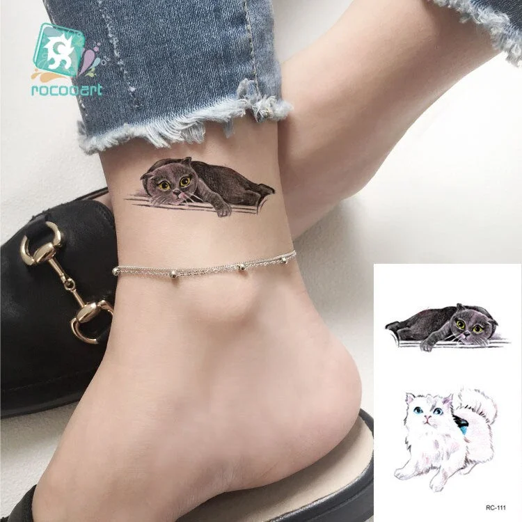 Rocooart Animal Waterproof Temporary Tattoo Sticker Flamingo Cat Fox Tatoo Body Art Women New Fake Taty Tatuaje Cute Small Tatto