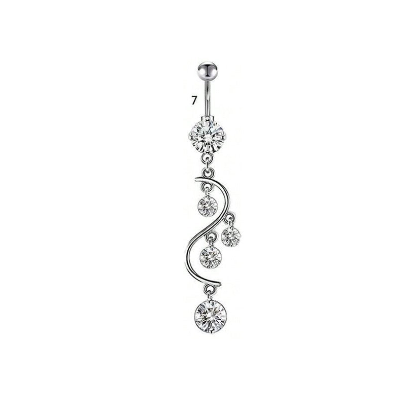 1 Piece Belly Rings Minimalist Classic Style Water Droplets 304 Stainless Steel Inlay Zircon Belly Rings