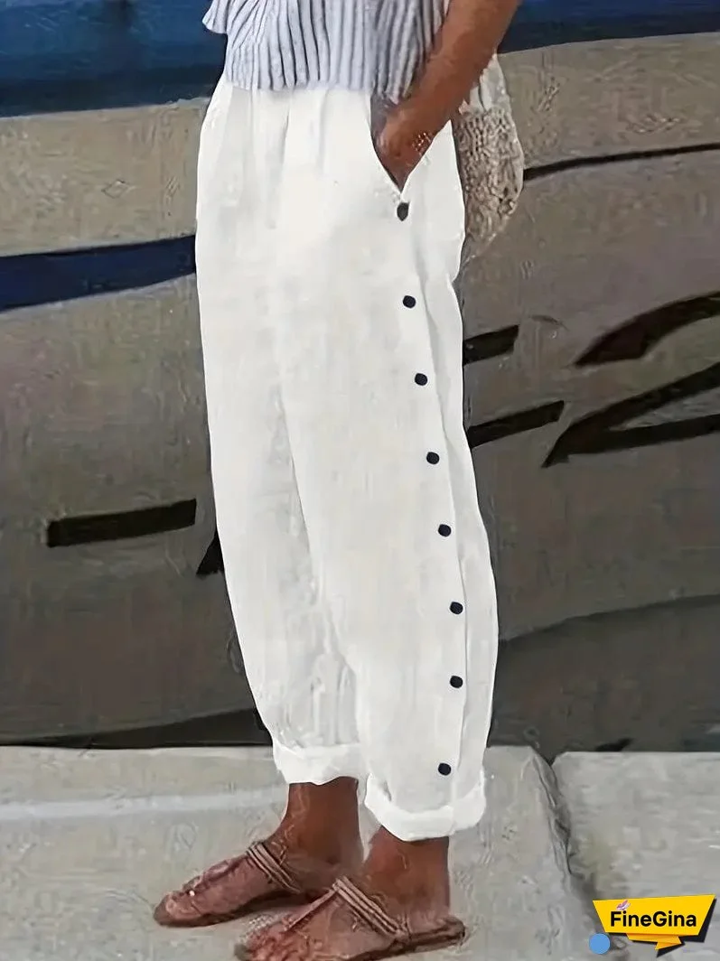 Lightweight Linen Blend Wide Leg Pants