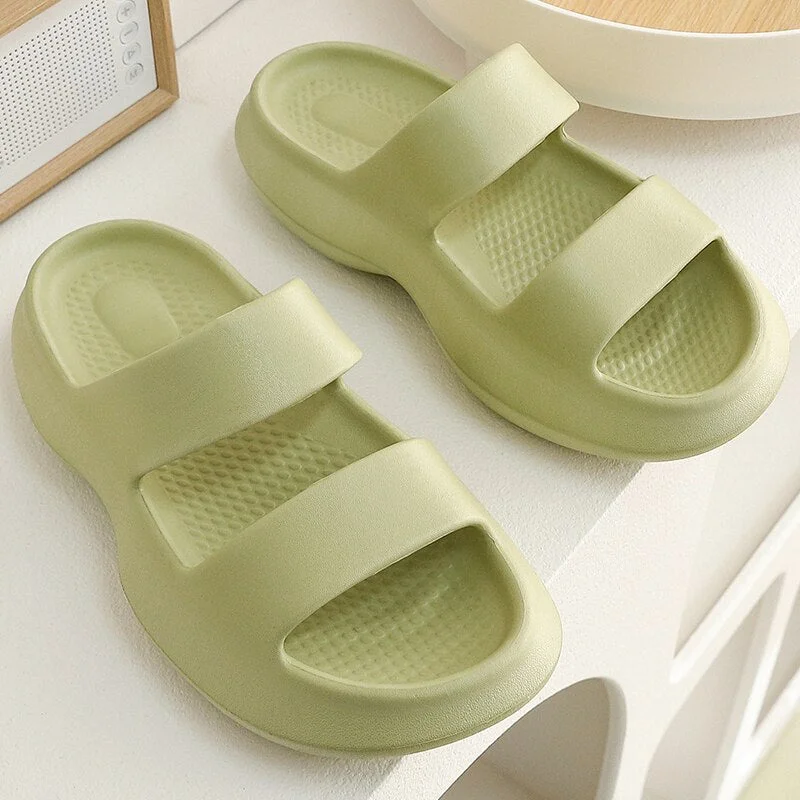 Summer Women Flip Flops Slippers Solid Thick EVA Platform Non-Slip Heel Sandals Home Outdoor Beach Couples Men's Ladies Shoes