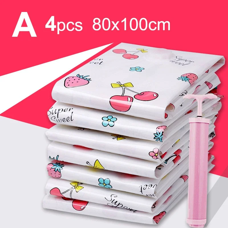 9pcs Vacuum Storage Bags with Pump Clothe Storage Luggage Travel s Space Saver Save Wardrobe Airtight No Leak