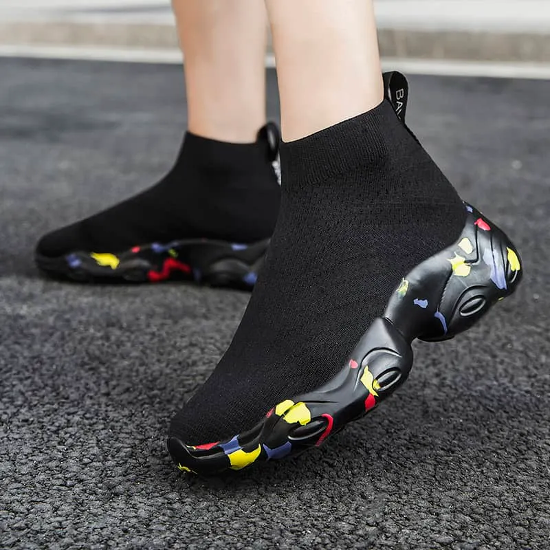 MWY Fashion Vulcanized Shoes Ankle Socks Shoes Women Comfortable Casual Trainers Black Platform Sneakers Unisex Zapatos De Mujer