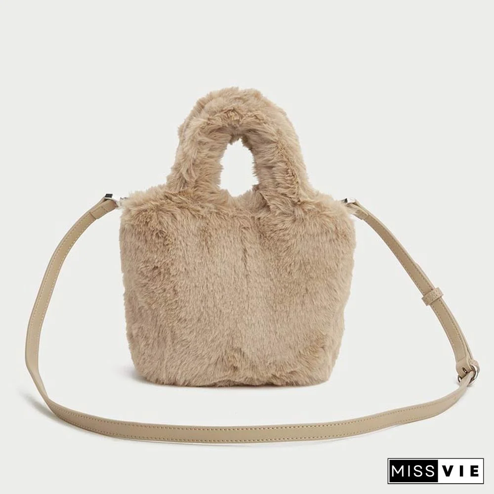 Letter Print Furry Crossbody Bag