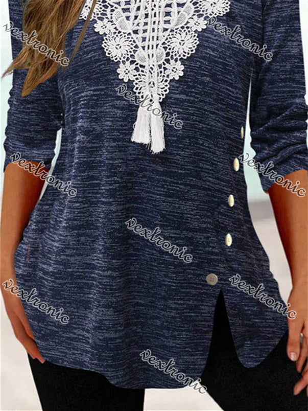 Women Half Sleeve V-neck Solid Color Dress