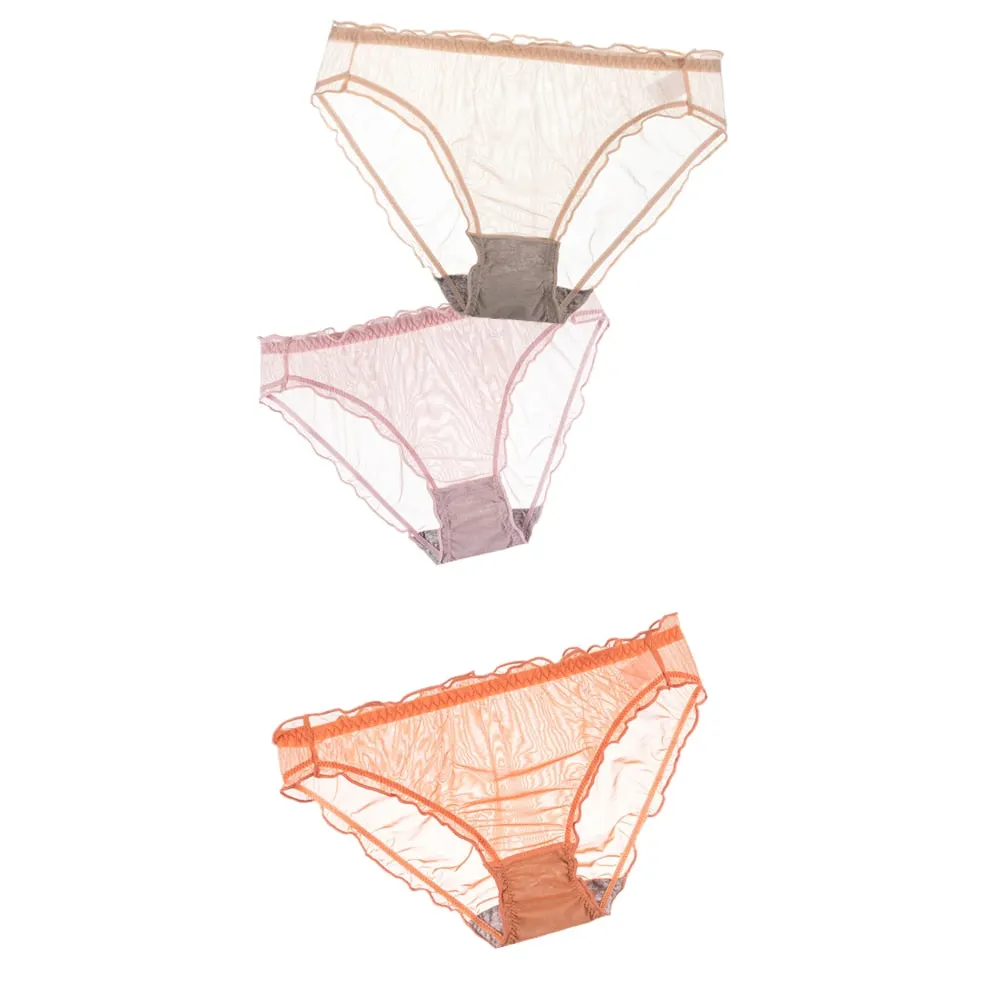 3Pcs Women Sexy Panties Lace Underpants Low-waist Panties Mesh See Through Perspective Briefs Female Fashion Underwear Lingerie