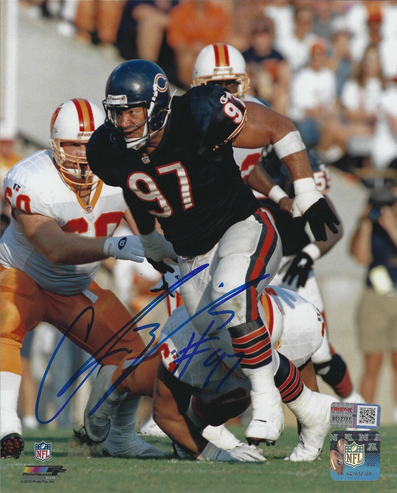 Autographed CHRIS ZORICH Chicago Bears 8x10 Photo Poster painting w/Tristar Hologram