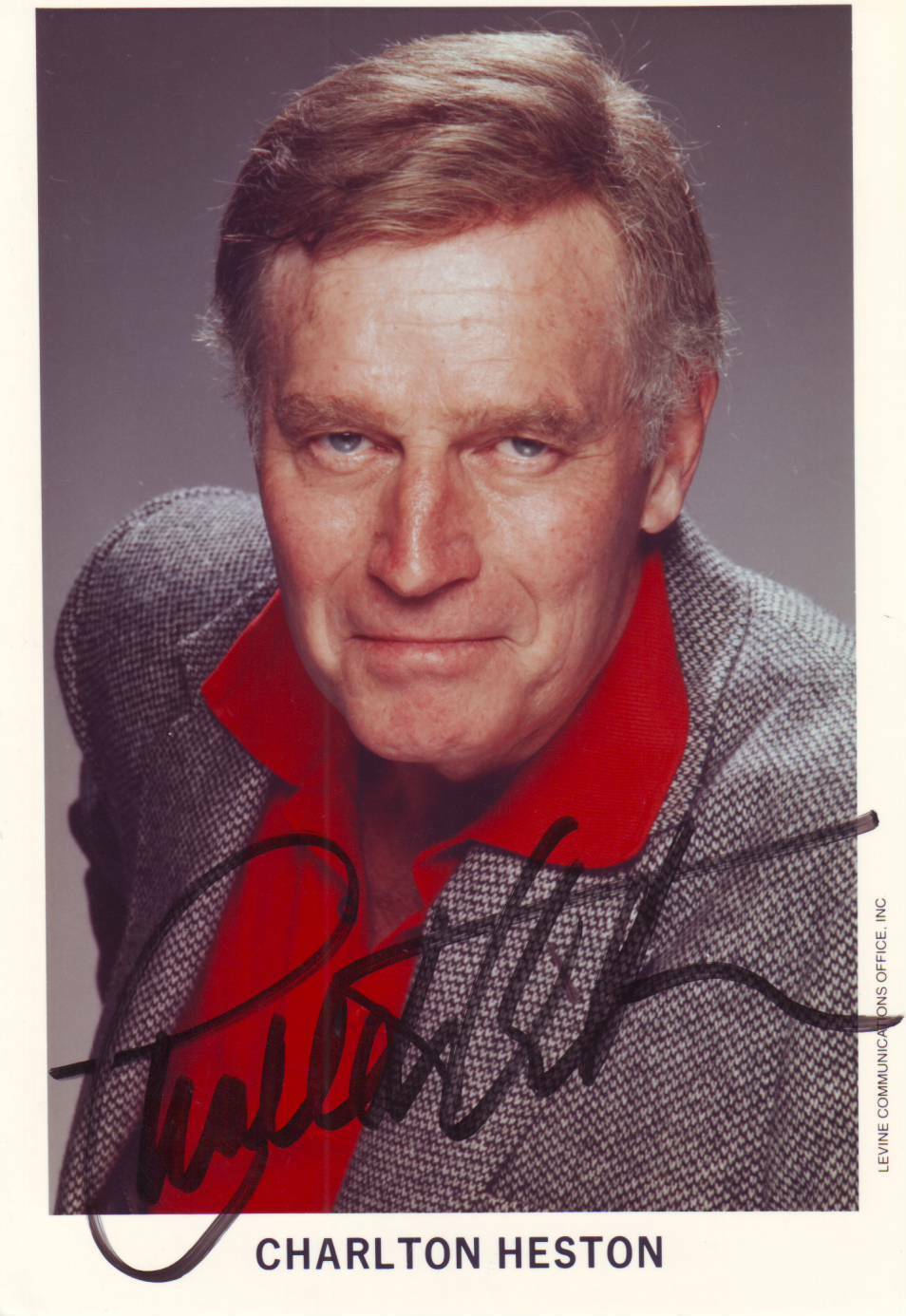 Charlton Heston (13x18 cm) Original Autographed Photo Poster painting