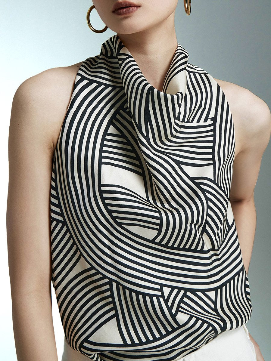 Hanging Neck Roman Lines Tank Tops