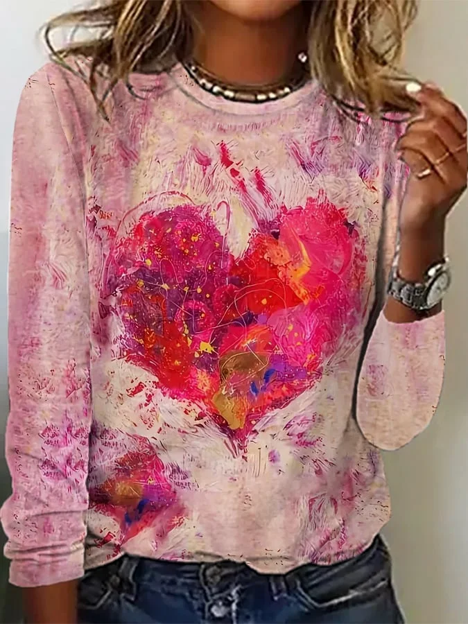 Women's Valentine's Day Heart Print Sweatshirt