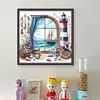 Window And Lighthouse-11CT Stamped Cross Stitch 40*40cm/15.75*15.75in tapestrymarket