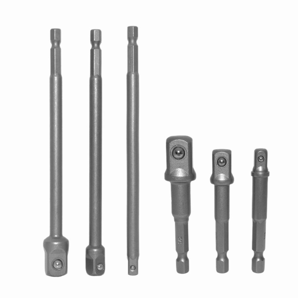 

6x Socket Adapter 1/2 1/4 3/8 Hex Shank to Square Head Drill Bit Extension, 501 Original