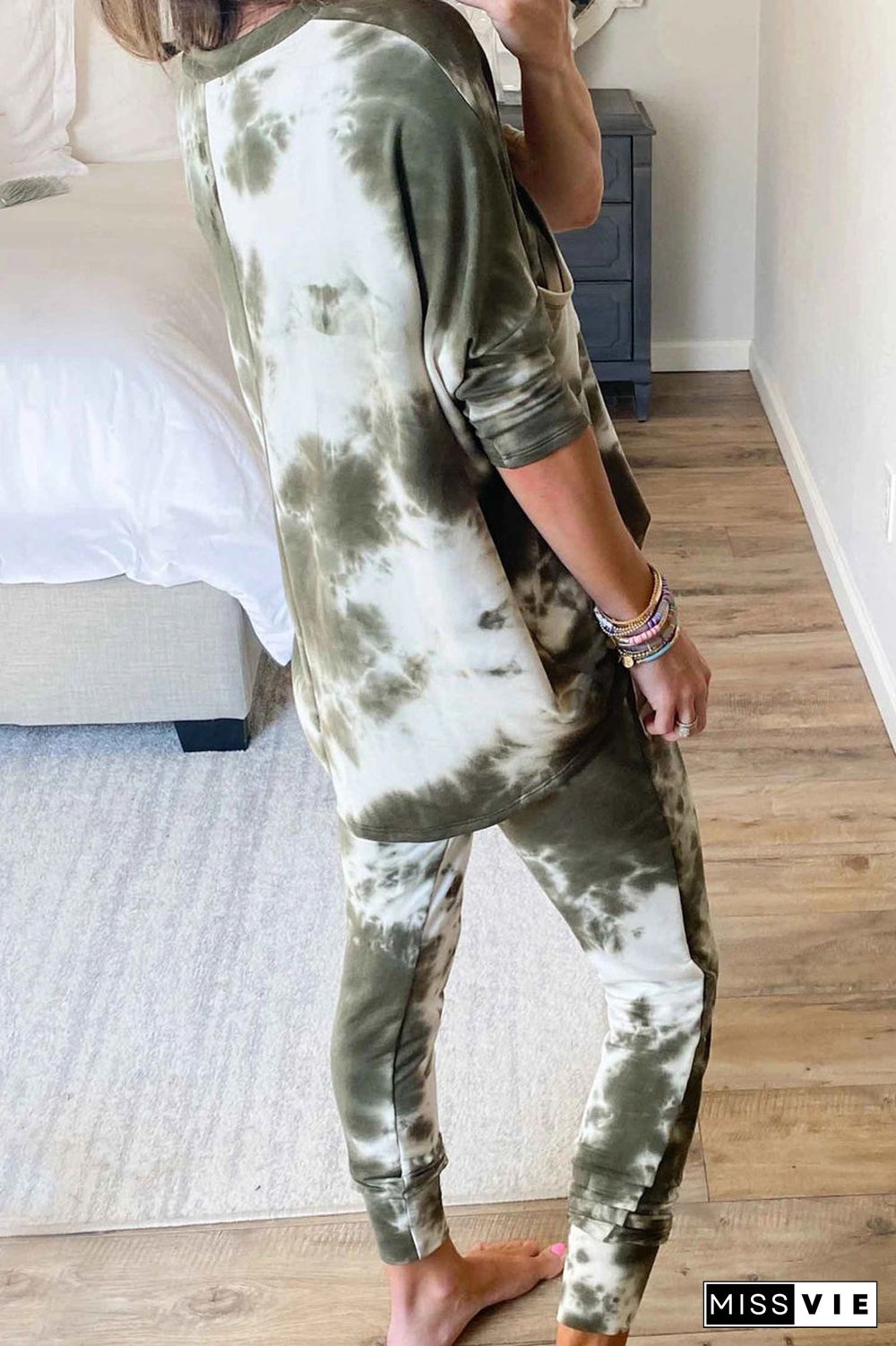 Tie Dye Drawstring Waist Two Pieces Sets