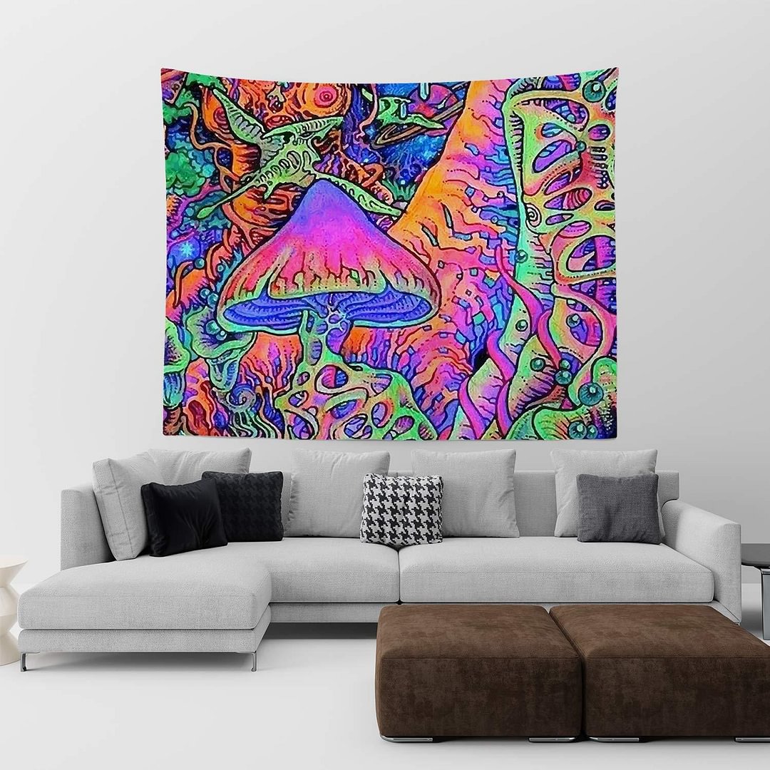 Trippy Mushroom Tapestry