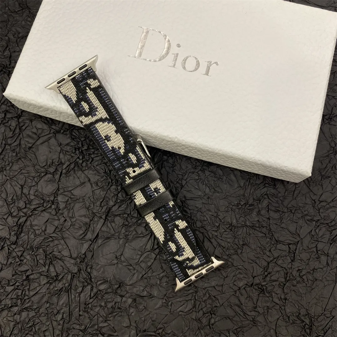 Christian Dior Premium Jacquard Fabric Apple Watch Full Series Replacement Straps