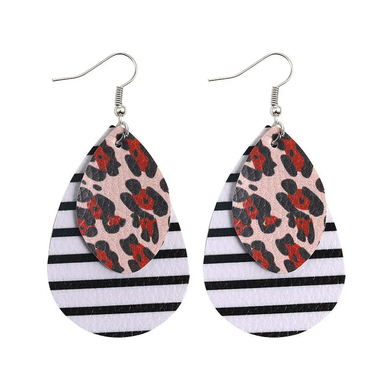 Layered Leopard and Stripe Earrings