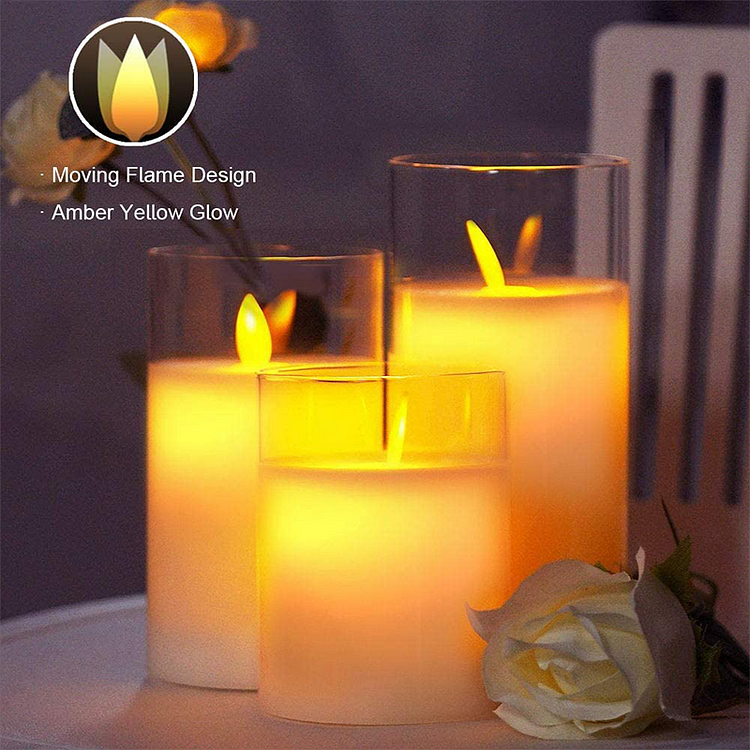 Flickering Flameless Candles with Glass Holder