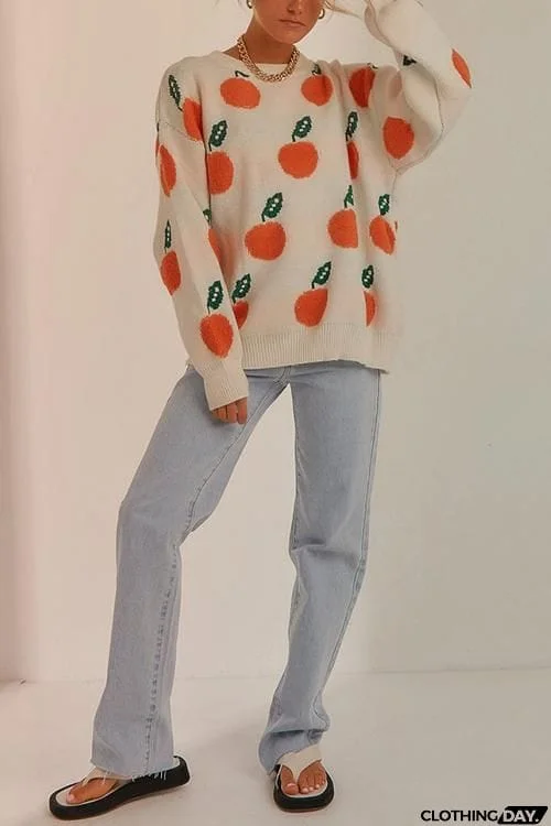 Orange O Neck Jumper Sweater
