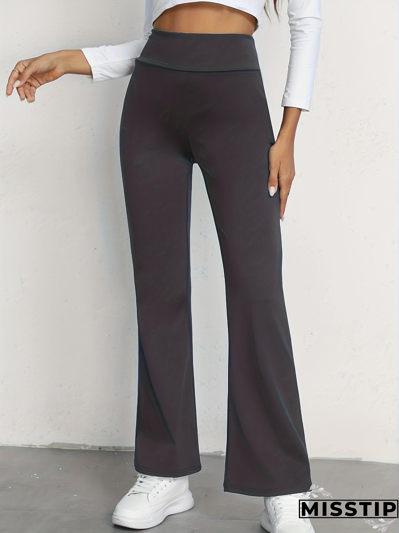 Women's Casual Pant High Waisted Flare Pant Workout Solid Pant