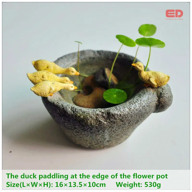 Creative Succulent Pot with Ducks Maison et Jardin Flowerpot Bonsai Plant Pot Imitation Animal Flower Pot Outdoor Decoration