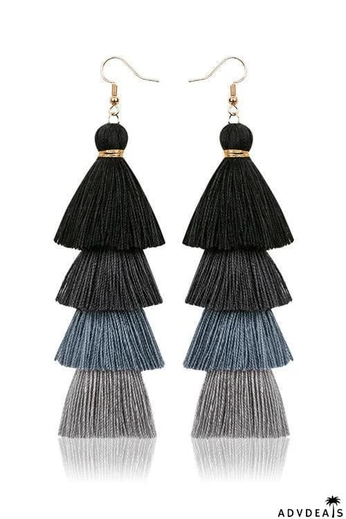 Gradient Tassels Layer Earring