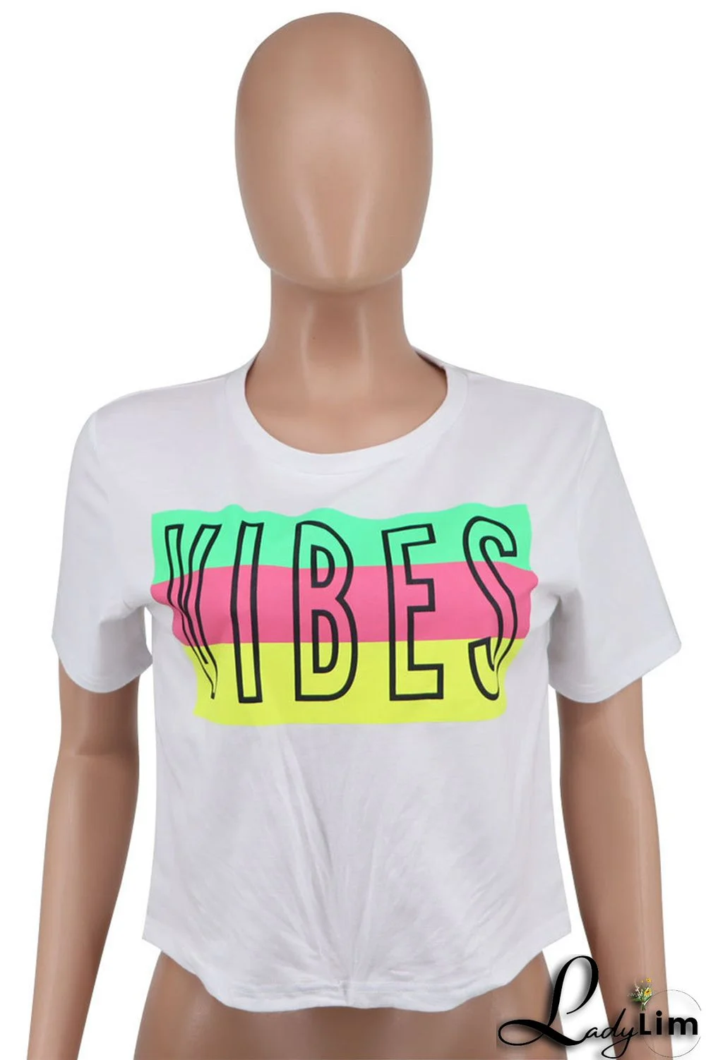 Black Pink Fashion Casual Letter Print Basic O Neck T-Shirts