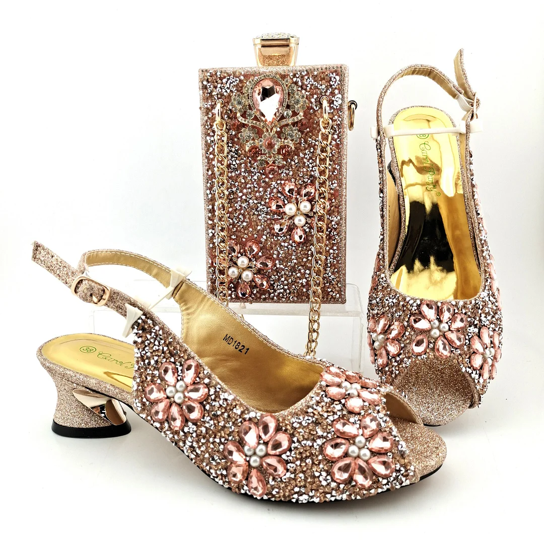 Special Design Summer Shoes and Bag Set in Black Color High Quality Italian Lady Shoes Matching Bag for Garden Party