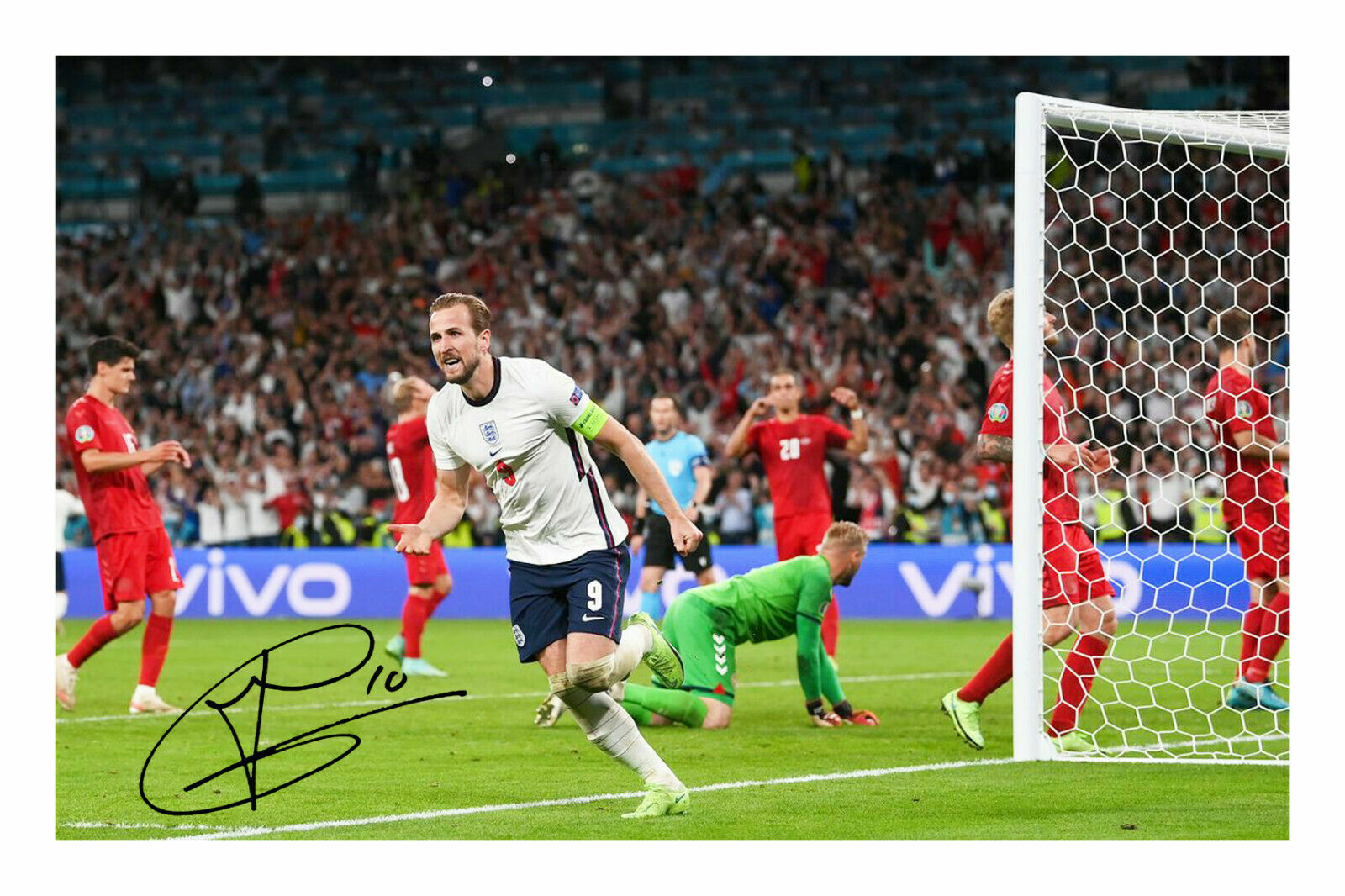 Harry Kane - England Euro 2020 2021 Autograph Signed Photo Poster painting Print