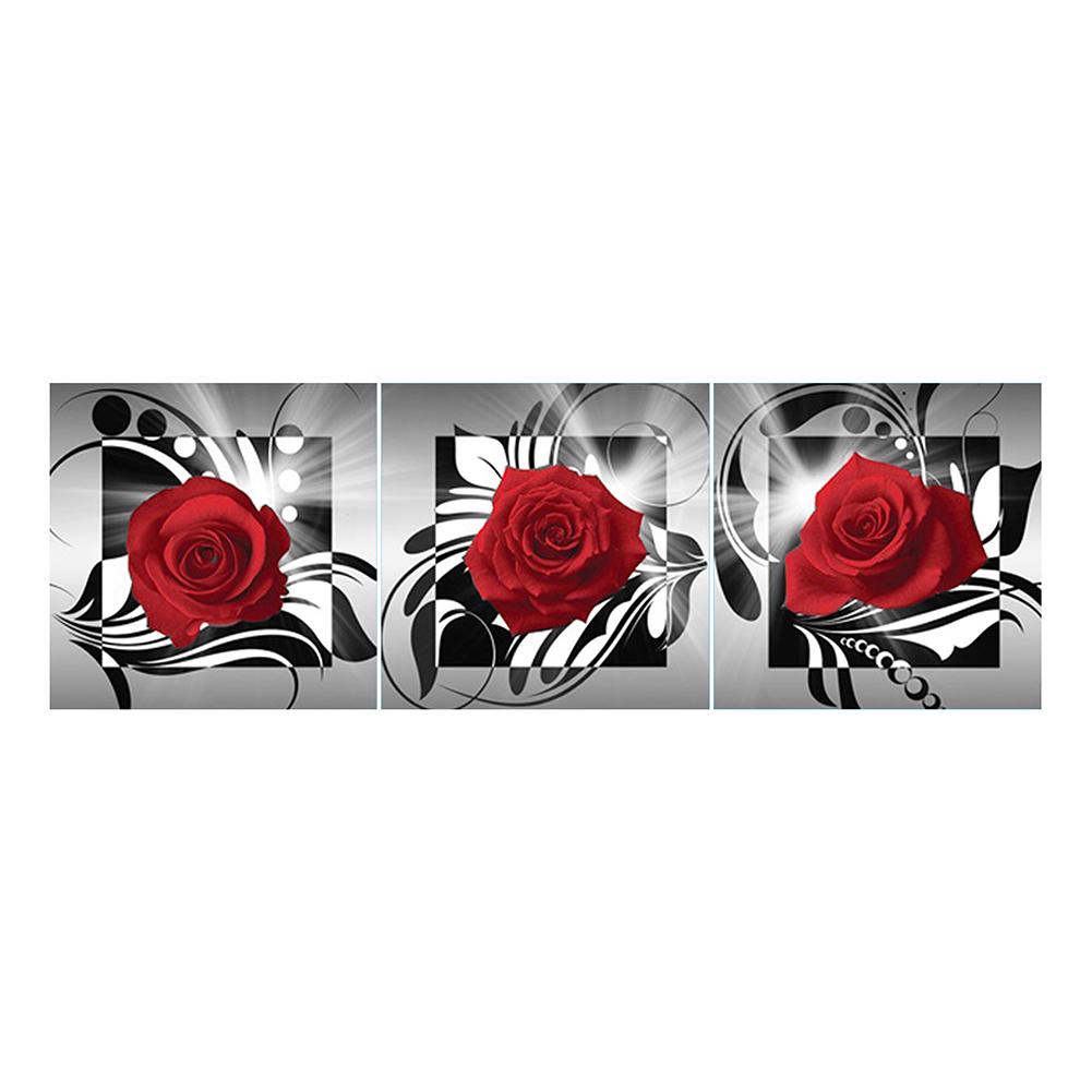 

95*34CM - 3Pcs Red Rose - Round Drill Diamond Painting, 501 Original