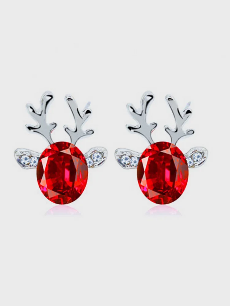 Festival Rhinestone Alloy Reindeer Christmas Stud Earrings