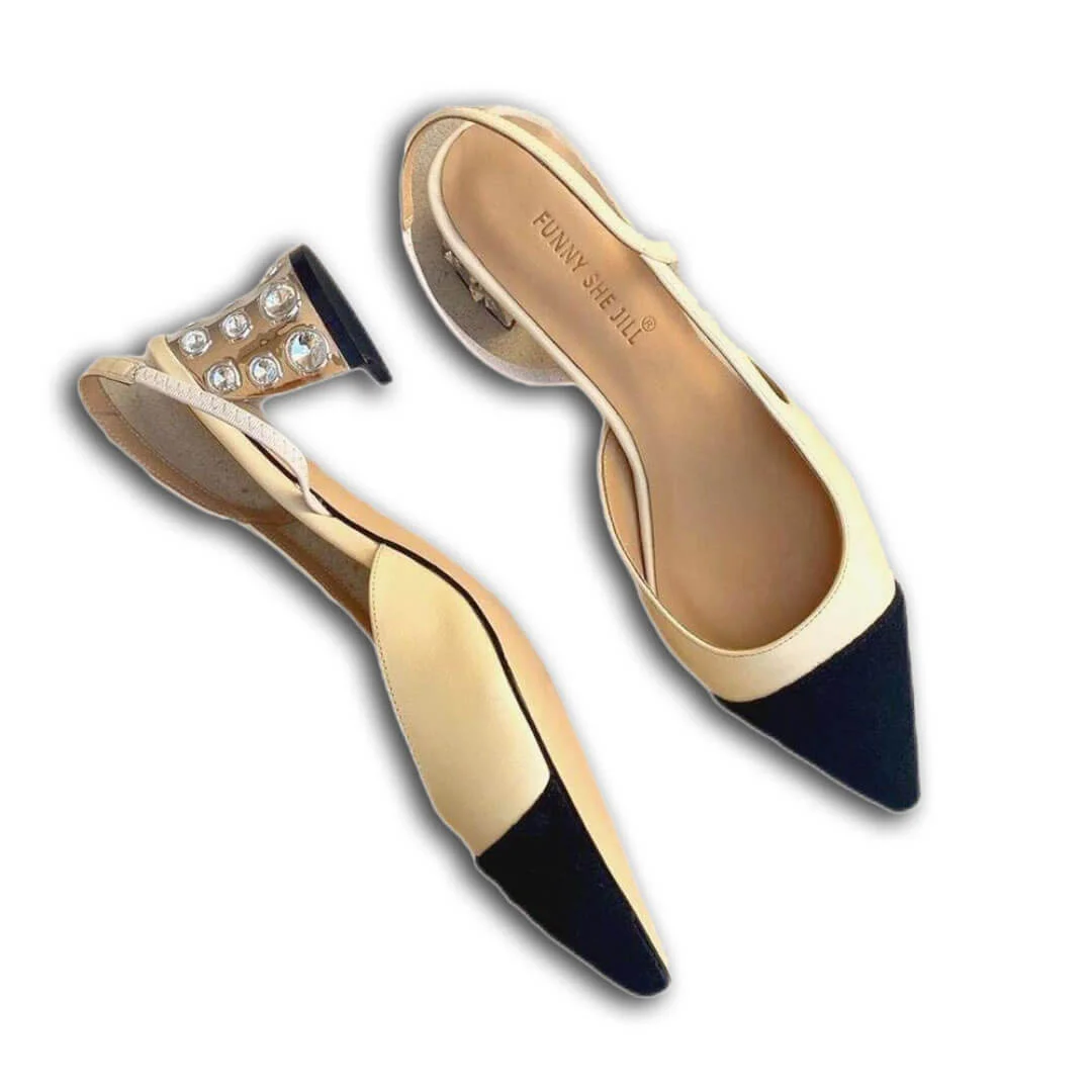 Slingback Heels Rhinestone Decorative Shoes For Womens