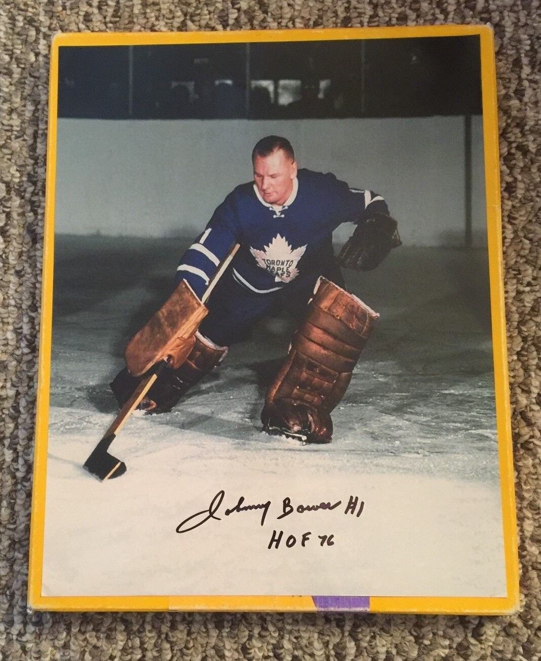 JOHNNY BOWER AUTOGRAPH 11X14 TORONTO MAPLE LEAFS Photo Poster painting W/COA IN PERSON AUTOGRAPH