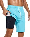 difficort Mens Swim Trunks Quick Dry Bathing Suit 9 inch Inseam Board Shorts with Compression Liner and Zipper Pocket