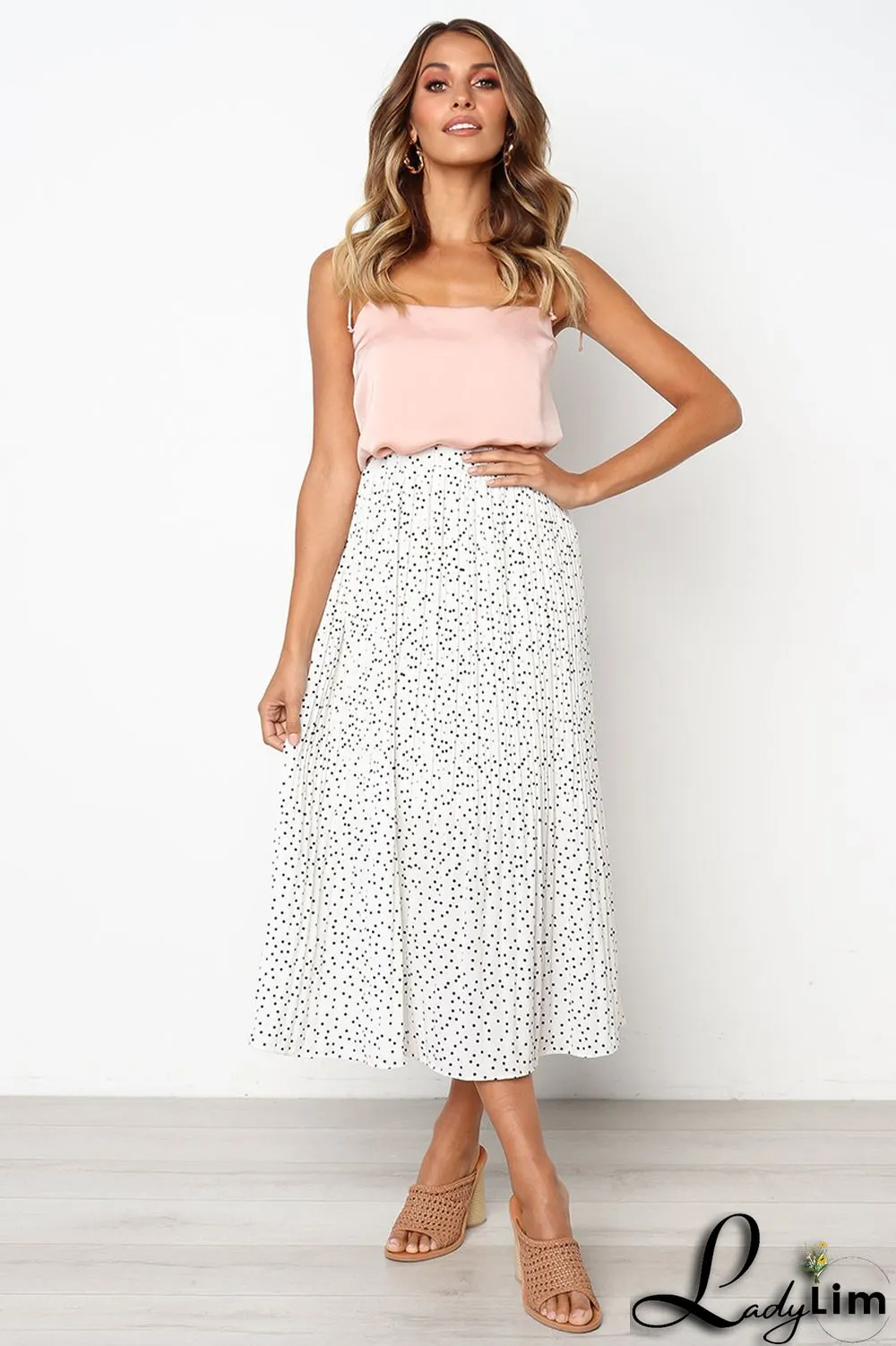 Women Pocket Pleated Skirt