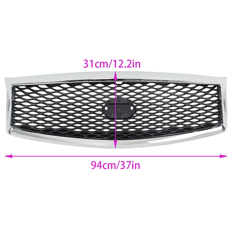 SEBLAFF Front Bumper Grille with Camera Hole Chrome Grill Mesh Replacement for 2015-2019 Q70 Q70L