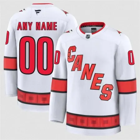 Youth Carolina Hurricanes Custom White 2024-25 Away Stitched Hockey Jersey