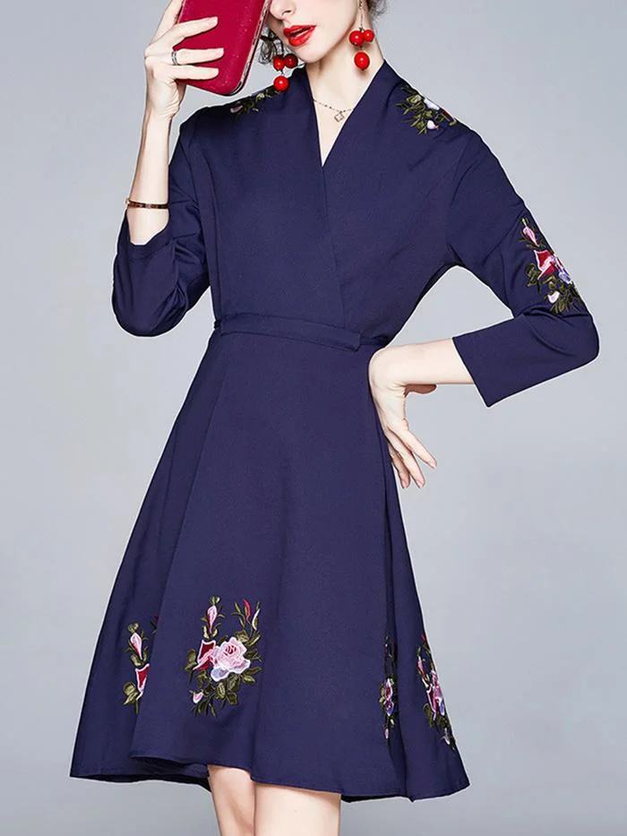 Heavy Industry Embroidered Turtleneck Dress