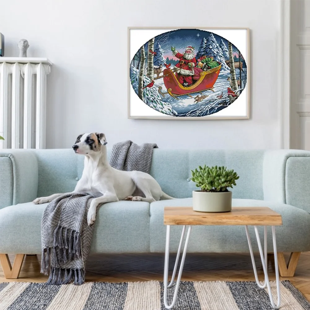 DIY Stamped Cross Stitch 14CT Partial Embroidery 53*44cm - Santa Claus