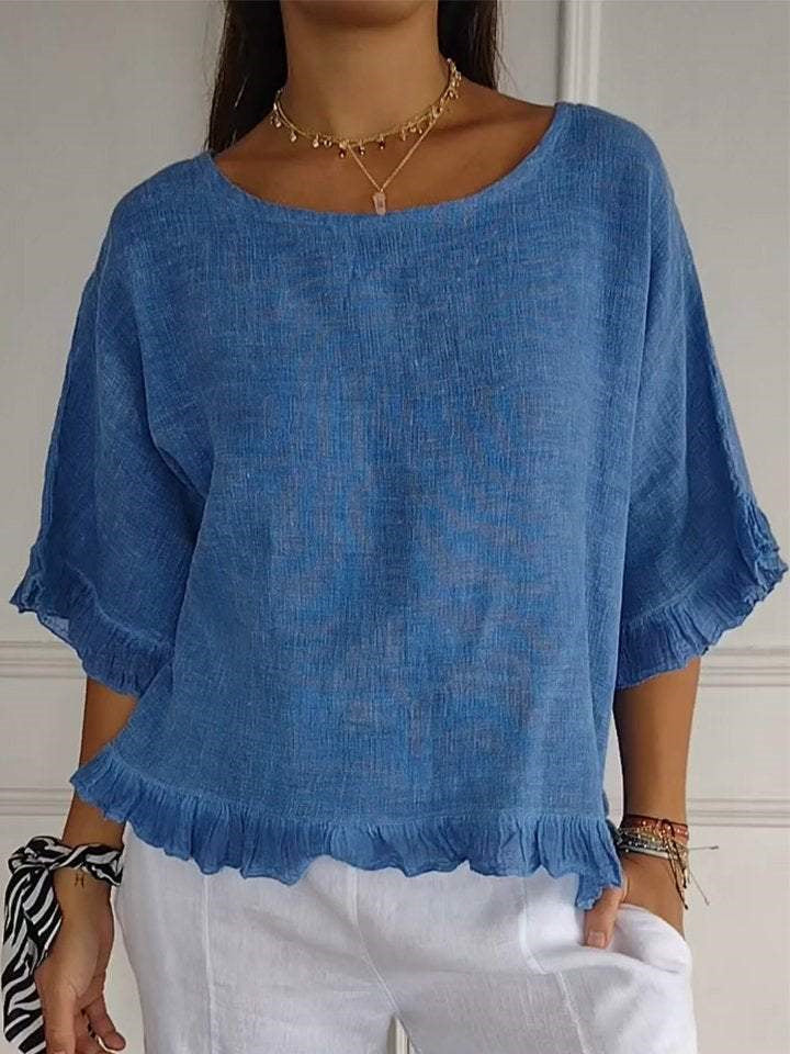 Women's Half Sleeve Scoop Neck Solid Tops