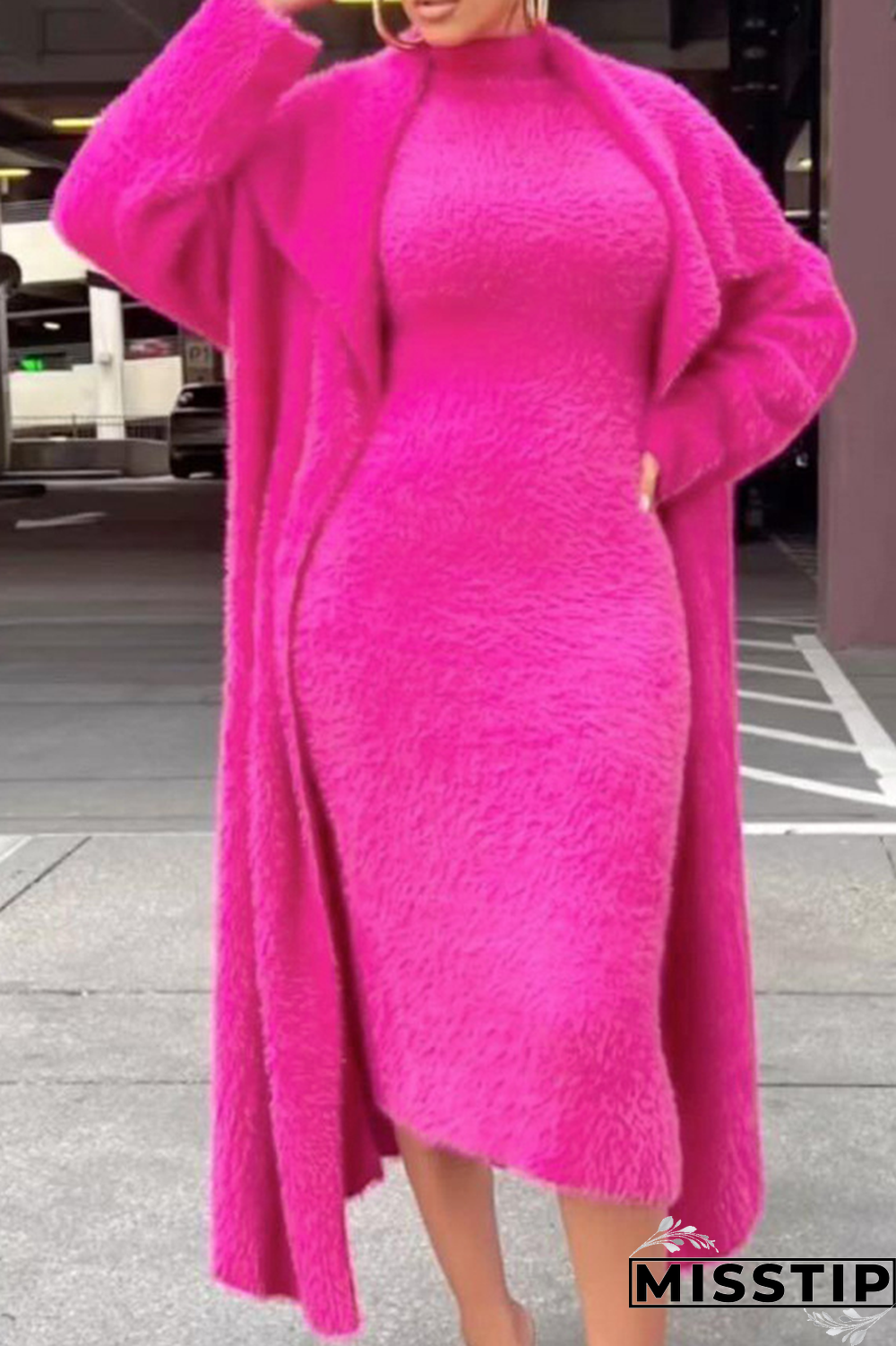 Dark Gray Casual Solid Patchwork Half A Turtleneck Long Sleeve Two Pieces