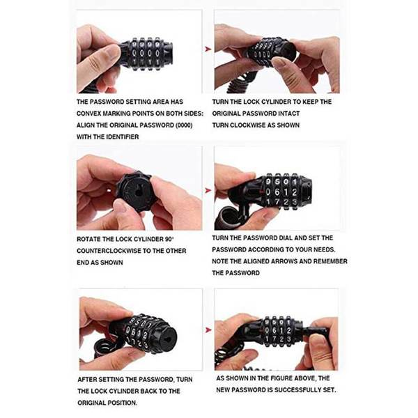 JOYOR Electric scooter lock  safety 4 position resettable combination reel