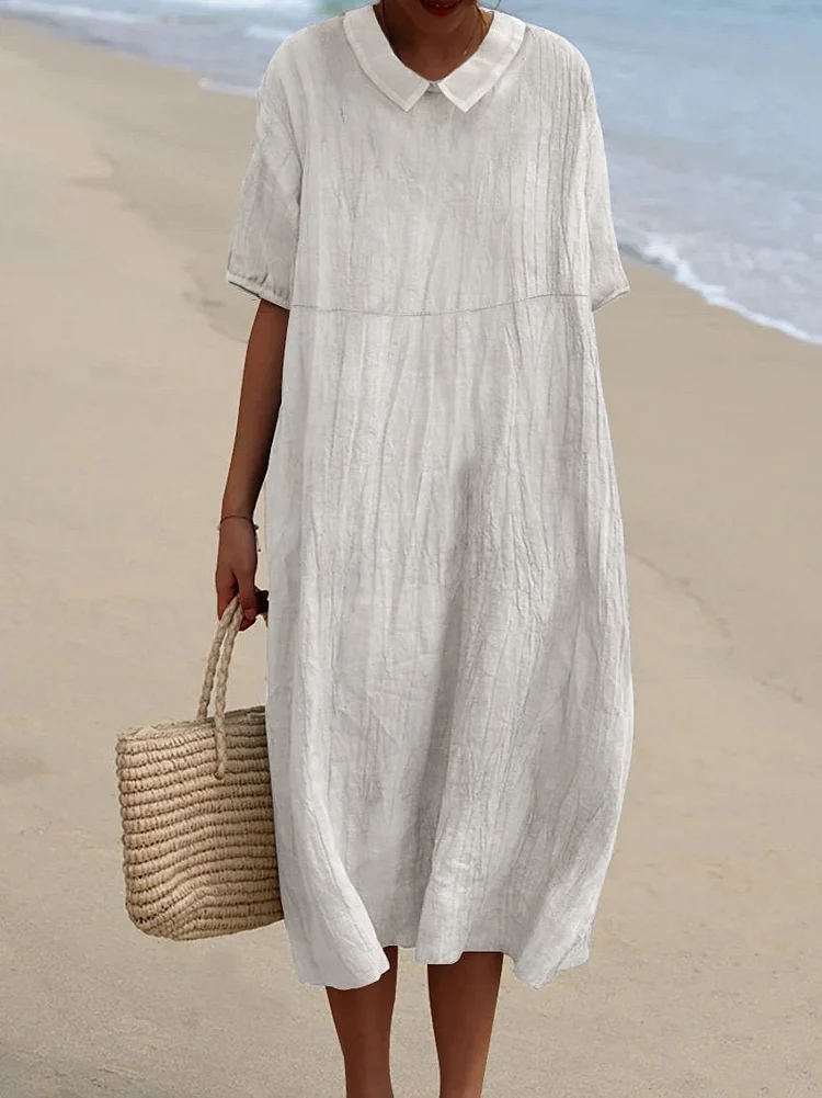 Women's Pocket Linen Dress(Convertible Dress With Front And Back Option)