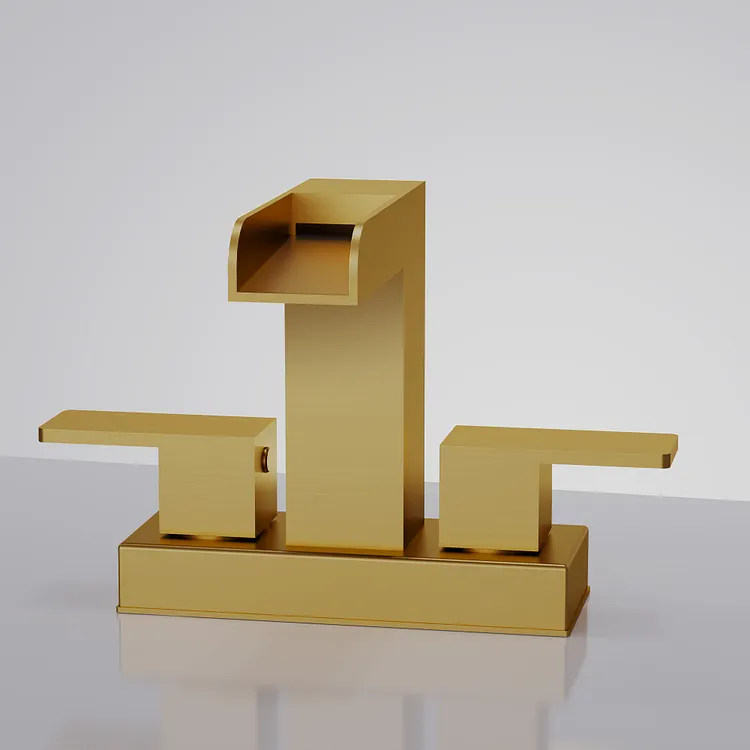 EVERSTEIN Waterfall Centerset Bathroom Sink Faucet Brushed Gold